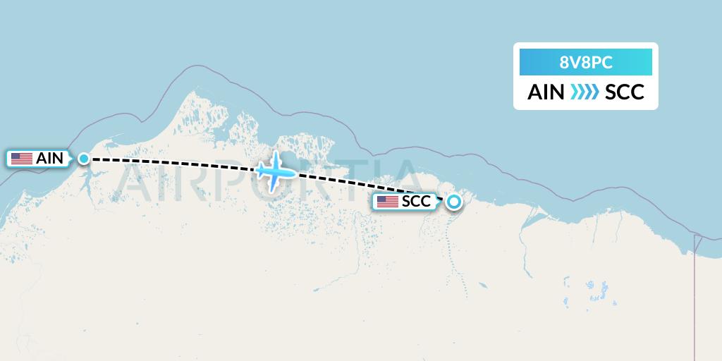 8V8PC Wright Air Service Flight Map: Wainwright to Deadhorse