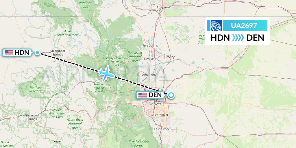 UA2697 United Airlines Flight Map: Hayden to Denver