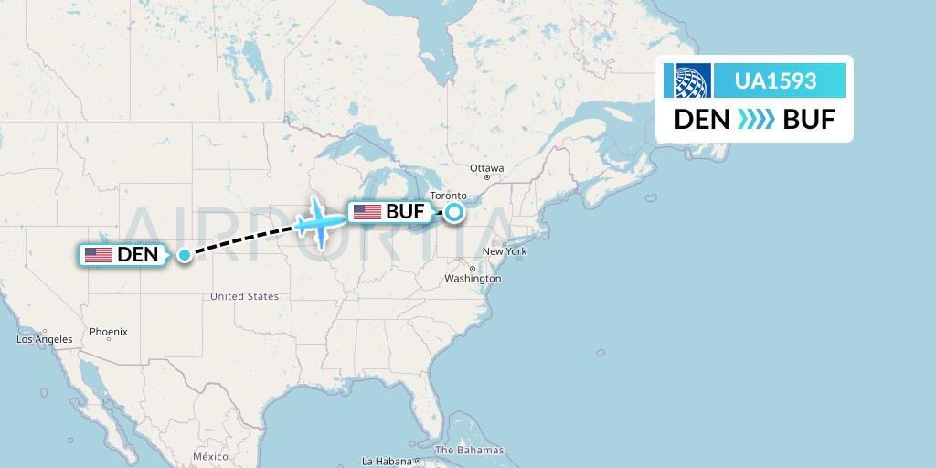 UA1593 United Airlines Flight Map: Denver to Buffalo