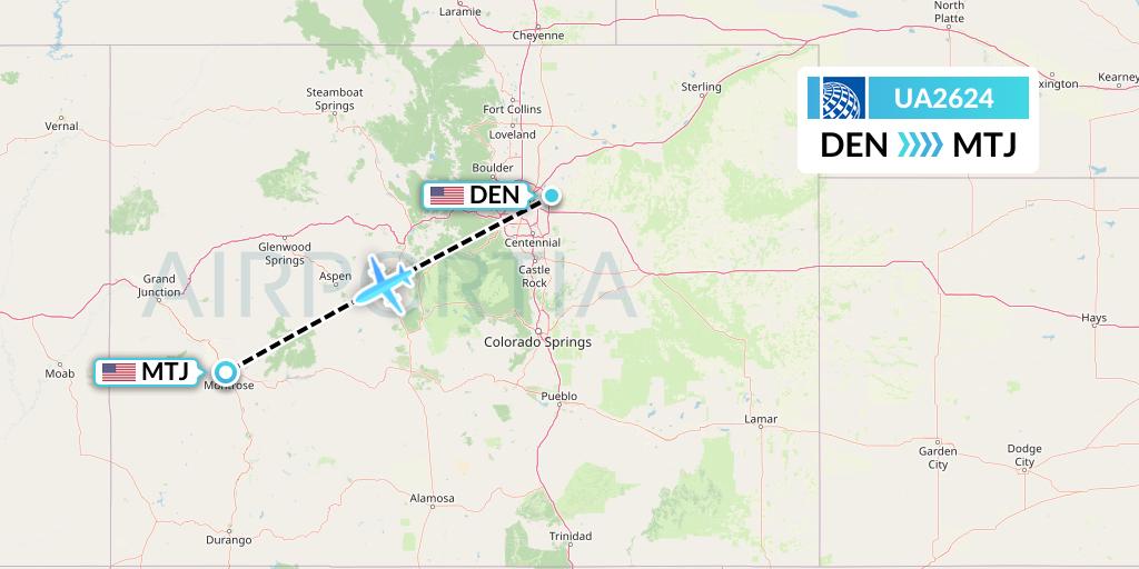 UA2624 United Airlines Flight Map: Denver to Montrose