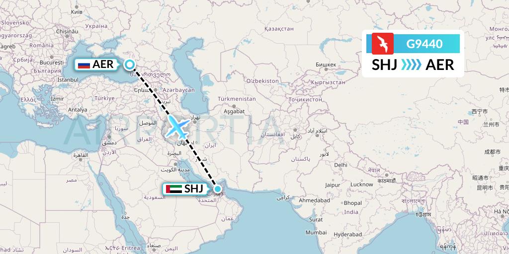 G9440 Air Arabia Flight Map: Sharjah to Sochi