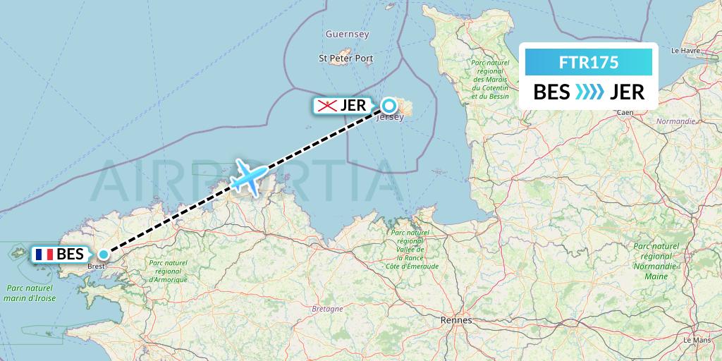 FTR175 Finist'Air Flight Map: Brest to Jersey