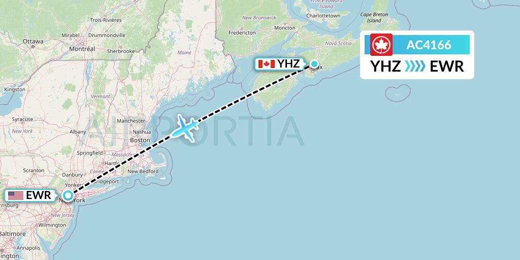 AC4166 Air Canada Flight Map: Halifax to New York
