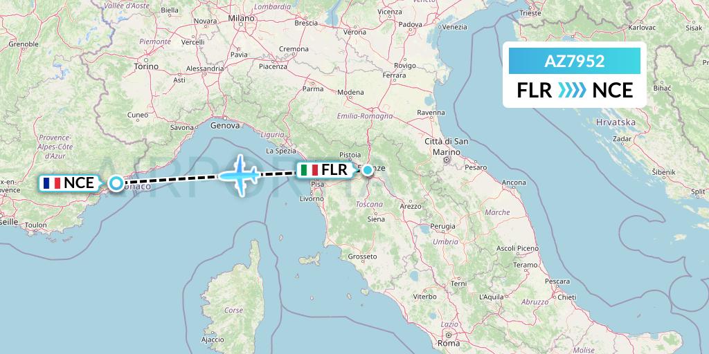 AZ7952 ITA Airways Flight Map: Florence to Nice