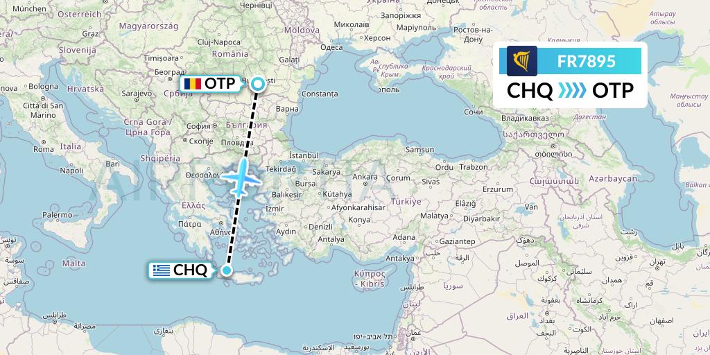 FR7895 Ryanair Flight Map: Chania to Bucharest