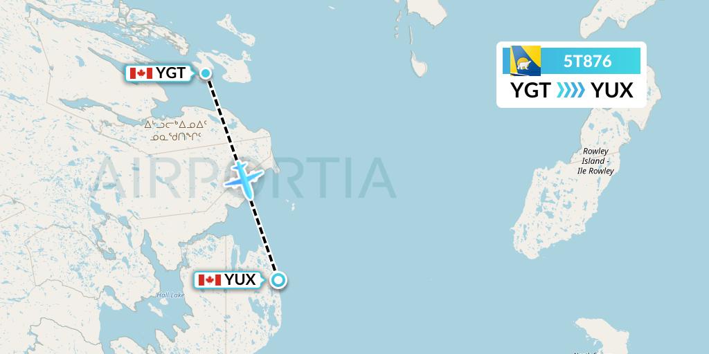 5T876 Canadian North Flight Map: Igloolik to Hall Beach