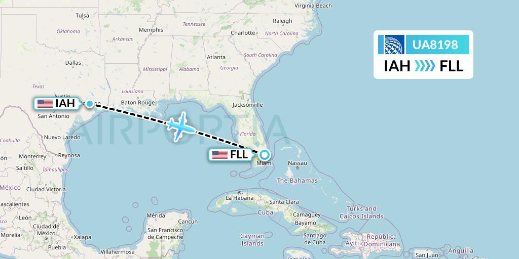 UA8198 United Airlines Flight Map: Houston to Fort Lauderdale