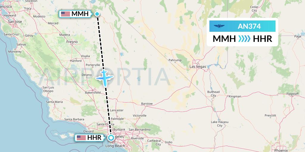 AN374 Advanced Air Flight Map: Mammoth Lakes to Hawthorne