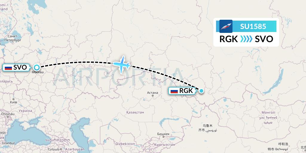SU1585 Aeroflot Flight Map: Gorno-Altaysk to Moscow