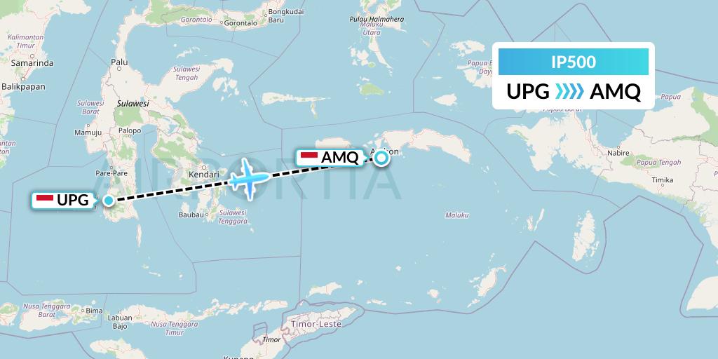 IP500 Pelita Air Service Flight Map: Makassar to Ambon