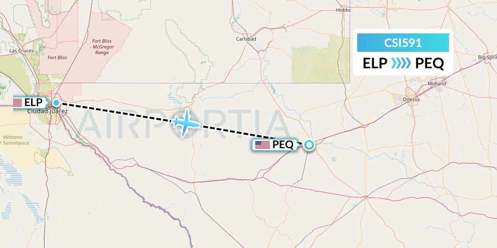 CSI591 Csi Aviation Flight Map: El Paso to Pecos City