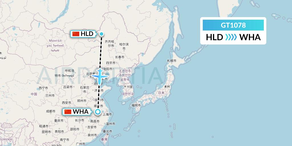 GT1078 Air Guilin Flight Map: Hailar to Wuhu