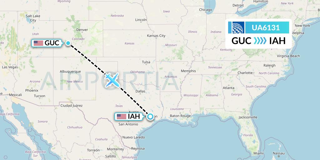 UA6131 United Airlines Flight Map: Gunnison to Houston