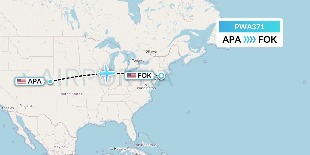 PWA371 Priester Aviation Flight Map: Denver to Westhampton Beach