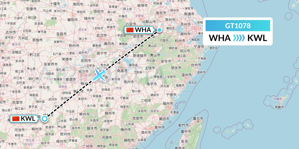 GT1078 Air Guilin Flight Map: Wuhu to Guilin