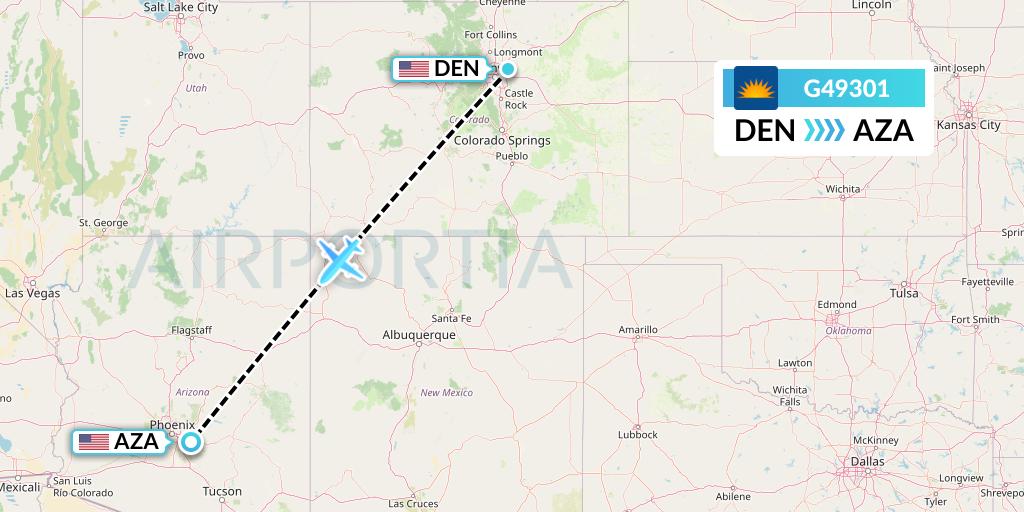 G49301 Allegiant Air Flight Map: Denver to Phoenix