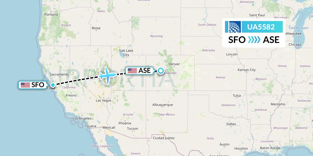 UA5582 United Airlines Flight Map: San Francisco to Aspen