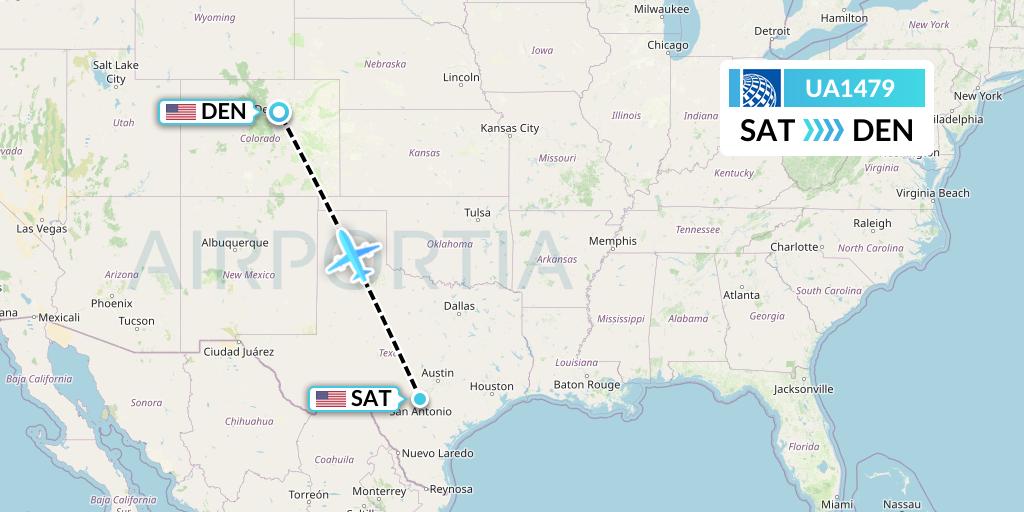 UA1479 United Airlines Flight Map: San Antonio to Denver