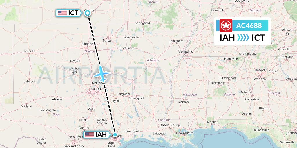 AC4688 Air Canada Flight Map: Houston to Wichita