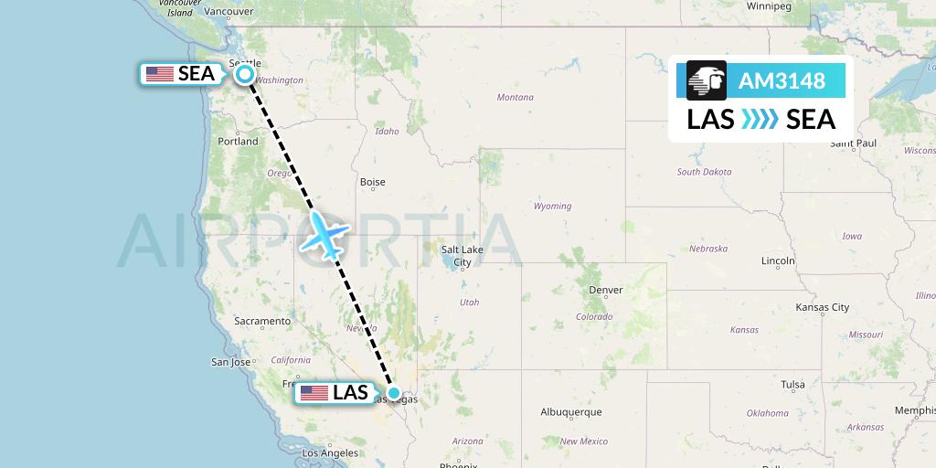 AM3148 Aeromexico Flight Map: Las Vegas to Seattle