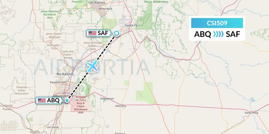 CSI509 Csi Aviation Flight Map: Albuquerque to Santa Fe