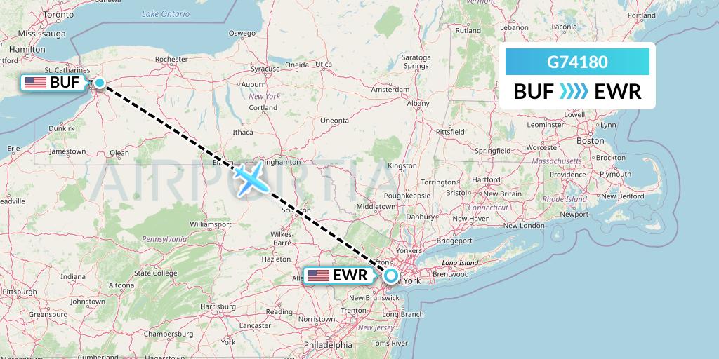 G74180 GoJet Flight Map: Buffalo to New York