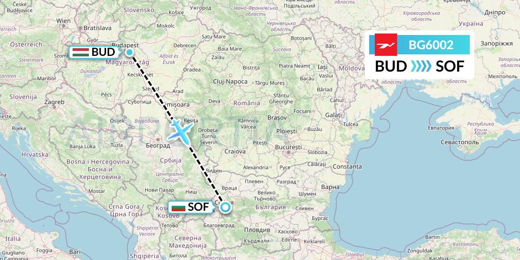 BG6002 Biman Bangladesh Airlines Flight Map: Budapest to Sofia
