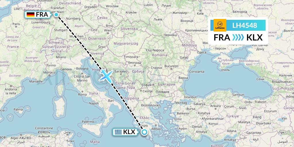 LH4548 Lufthansa Flight Map: Frankfurt to Kalamata