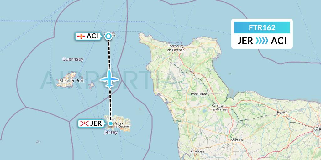 FTR162 Finist'Air Flight Map: Jersey to Alderney