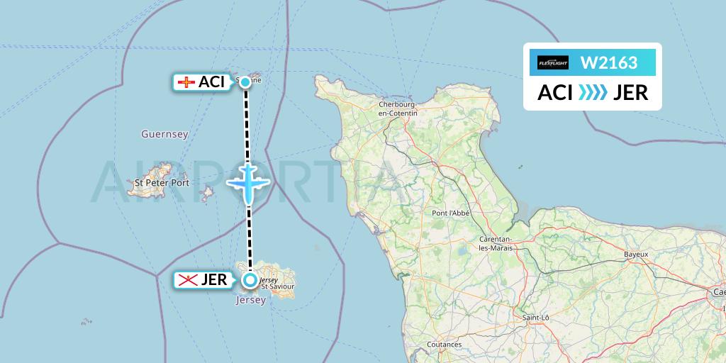 W2163 Flex Flight Flight Map: Alderney to Jersey