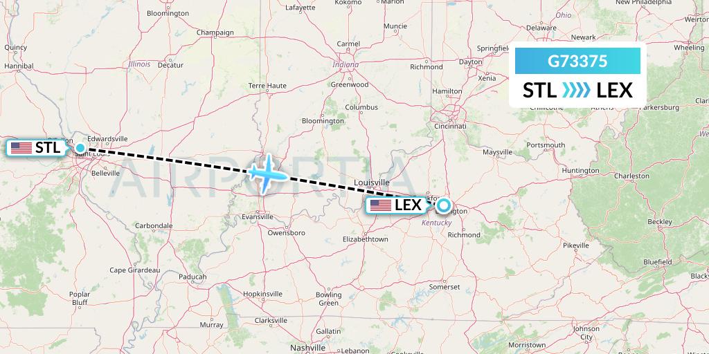 G73375 GoJet Flight Map: St. Louis to Lexington