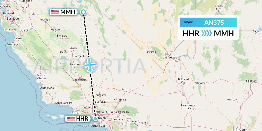 AN375 Advanced Air Flight Map: Hawthorne to Mammoth Lakes