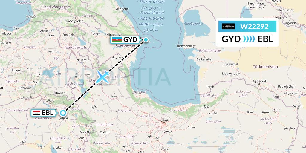 W22292 Flex Flight Flight Map: Baku to Arbil