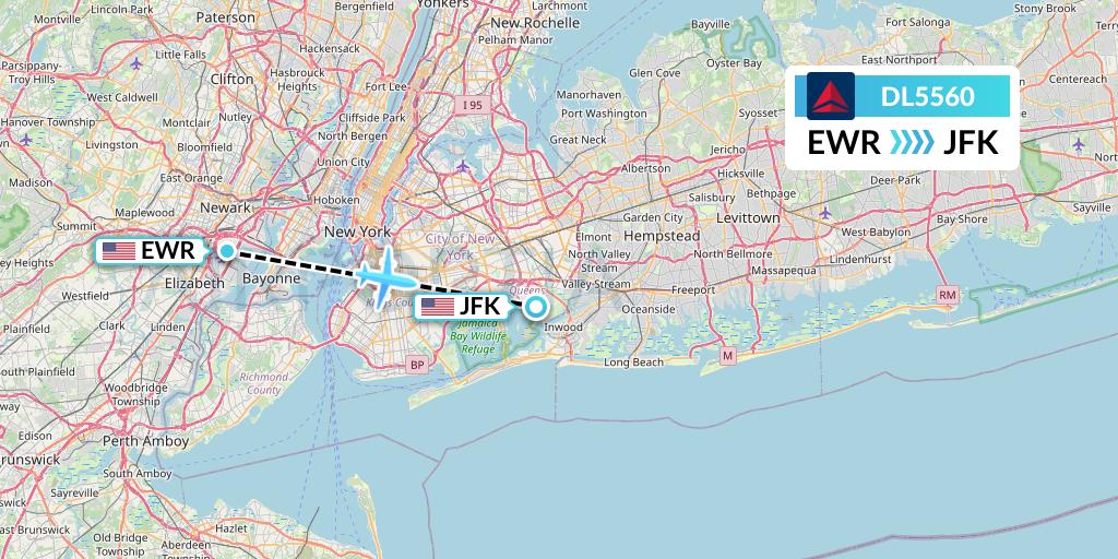 DL5560 Delta Air Lines Flight Map: New York to New York