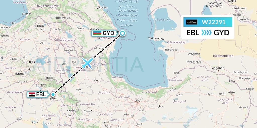 W22291 Flex Flight Flight Map: Arbil to Baku