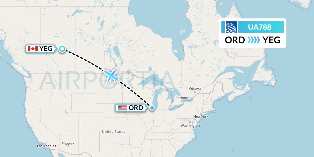UA788 United Airlines Flight Map: Chicago to Edmonton