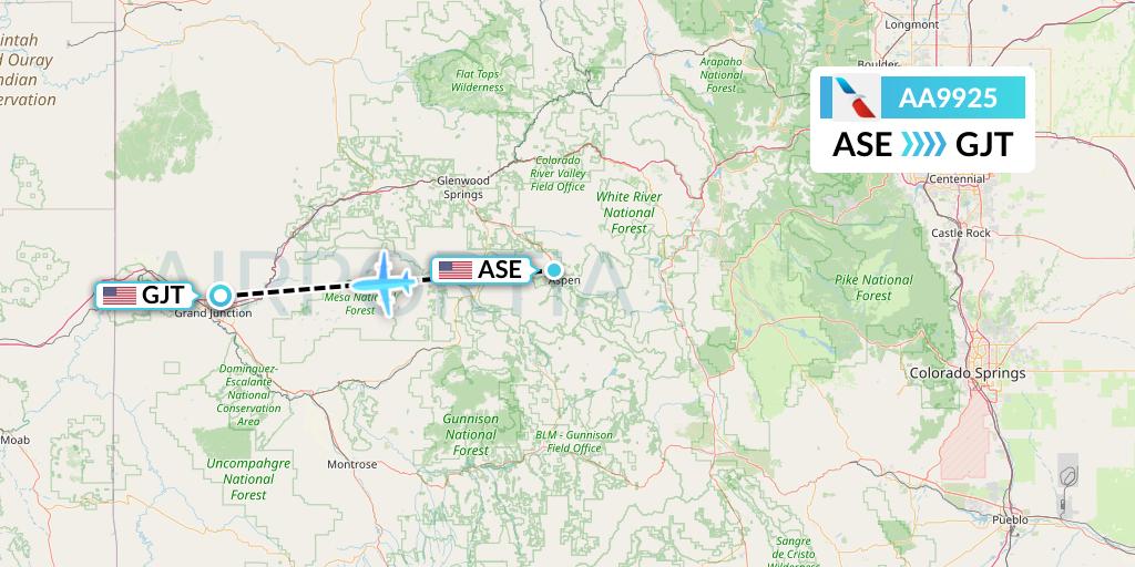 AA9925 American Airlines Flight Map: Aspen to Grand Junction