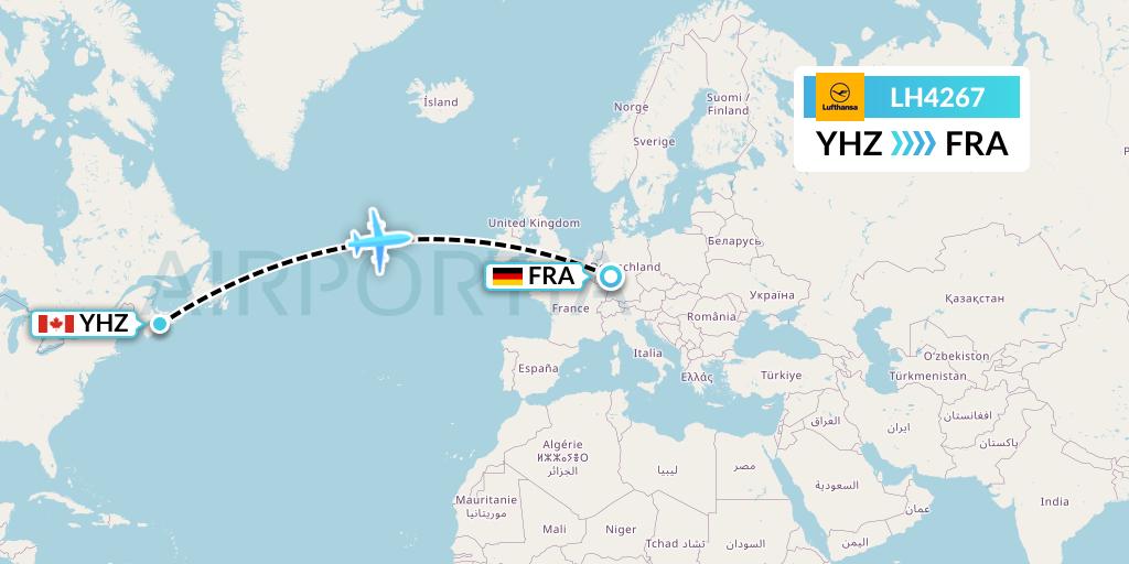LH4267 Lufthansa Flight Map: Halifax to Frankfurt