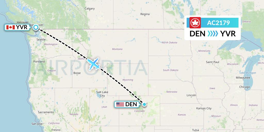 AC2179 Air Canada Flight Map: Denver to Vancouver