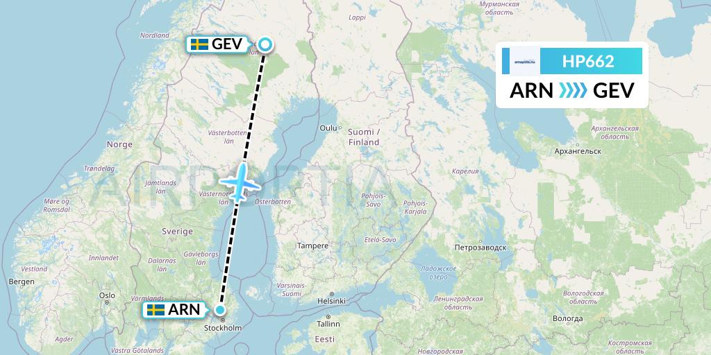 HP662 Amapola Flyg Flight Map: Stockholm to Gallivare