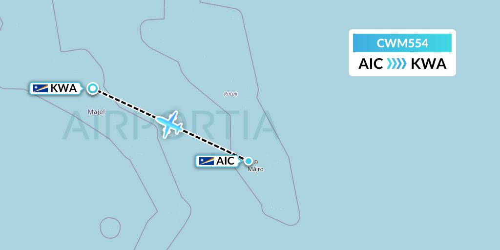 CWM554 Air Marshall Islands Flight Map: Airok to Kwajalein