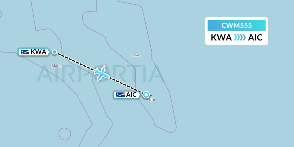 CWM555 Air Marshall Islands Flight Map: Kwajalein to Airok