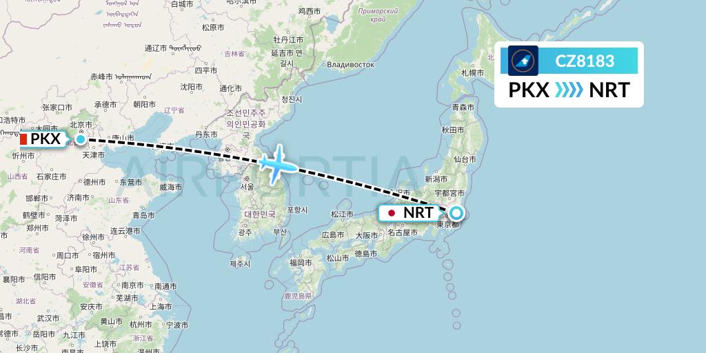 CZ8183 China Southern Airlines Flight Map: Beijing to Tokyo