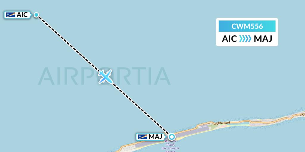 CWM556 Air Marshall Islands Flight Map: Airok to Majuro