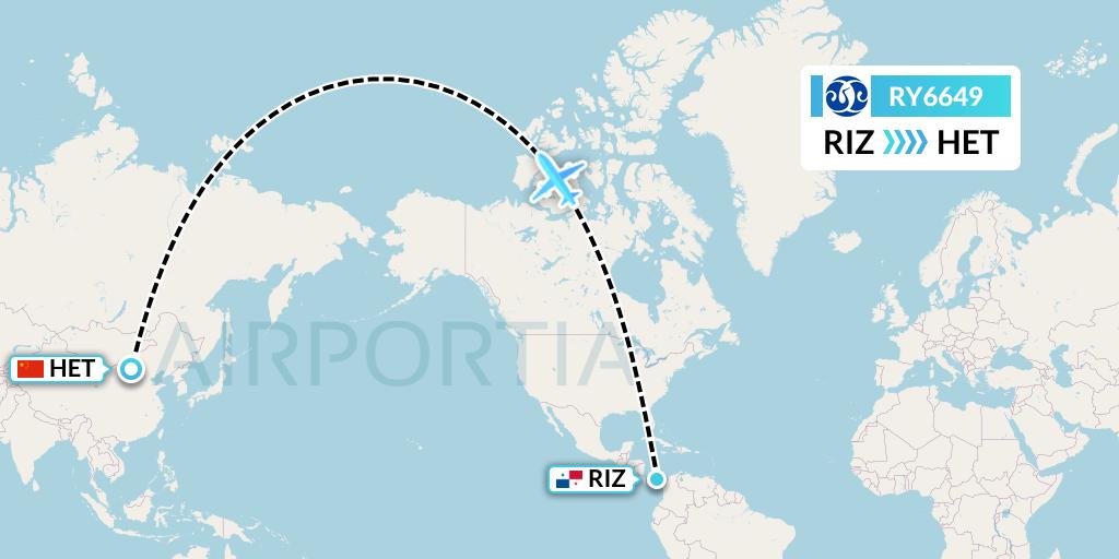 RY6649 Jiangxi Air Flight Map: Rio Alzucar to Hohhot