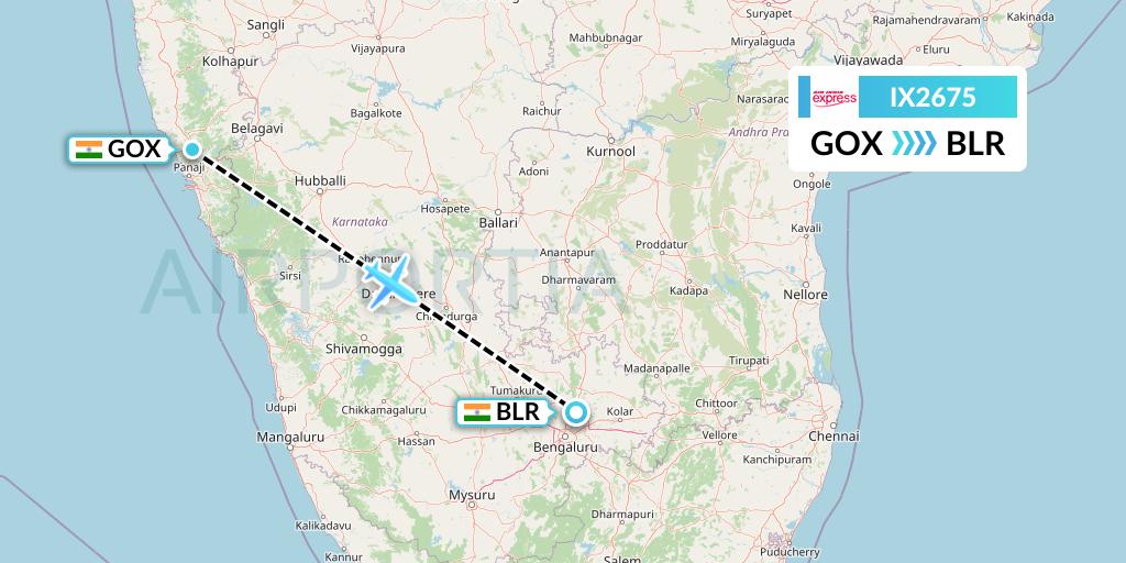 IX2675 Air India Express Flight Map: Goa to Bangalore