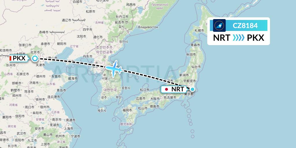 CZ8184 China Southern Airlines Flight Map: Tokyo to Beijing