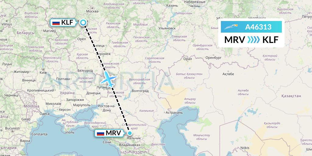 A46313 Azimuth Airlines Flight Map: Mineralnye Vody to Kaluga