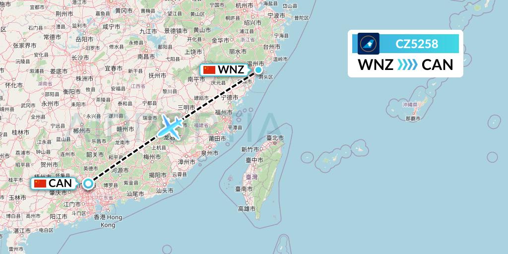 CZ5258 China Southern Airlines Flight Map: Wenzhou to Guangzhou