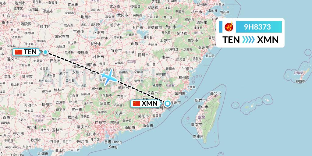 9H8373 Air Changan Flight Map: Tongren to Xiamen